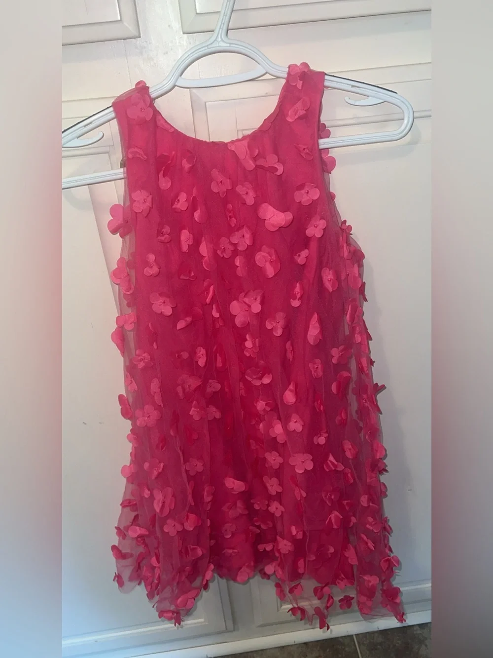 Kensie Girl Size 8 Pink 3D Floral Mesh Party Dress